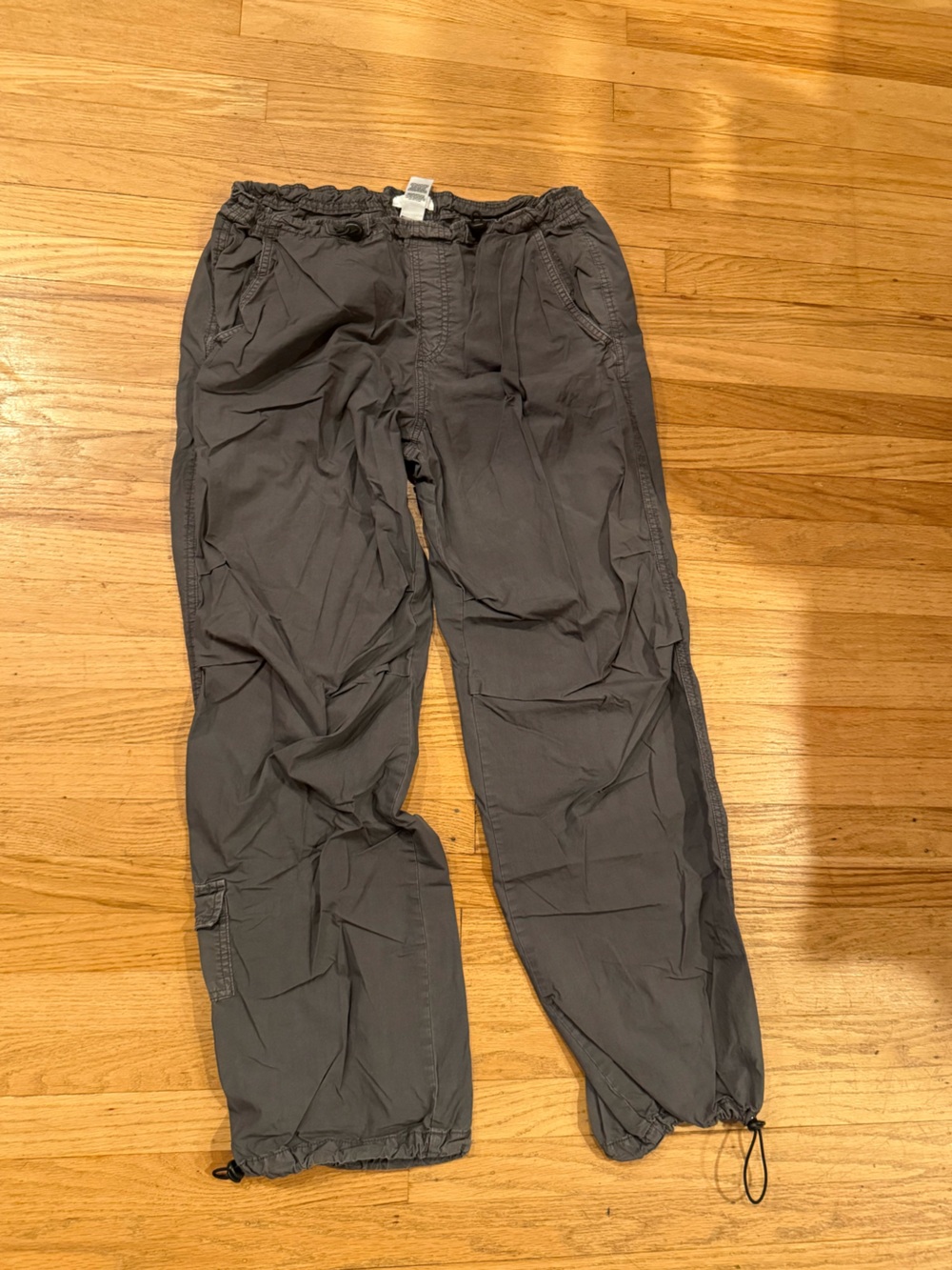 Garage Gray Parachute Cargo Jogger Pants P/S Adjustable Hem